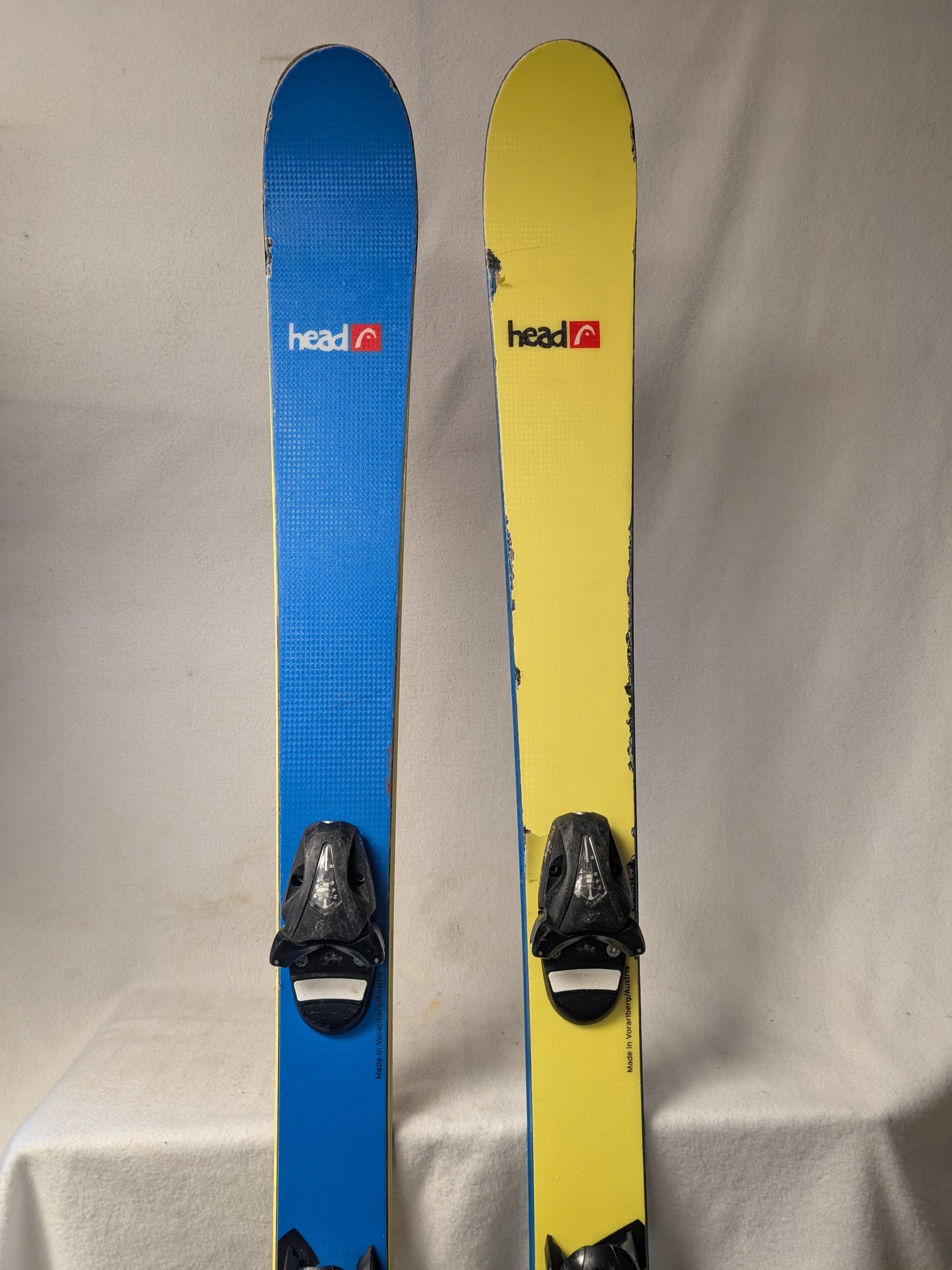 Head Mango Plum Skis w/Bindings Size 140 Cm Color Yellow Condition Used