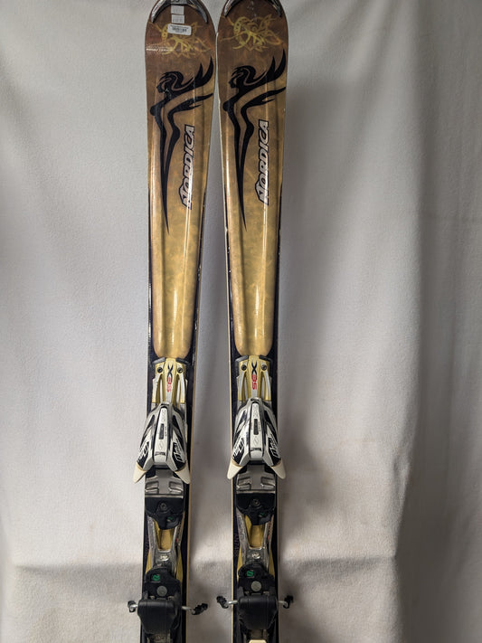 Nordica Olympia Skis Marker N03 11 Bindings Size 154 Cm Brown Condition Used