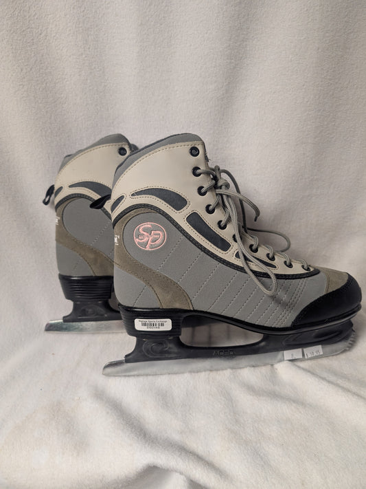 CCM SP Ice Figure Skates Size 8 Color Gray Condition Used